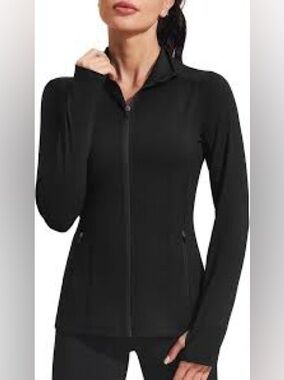 PINSPARK black Lightweight Tennis Track Jacket with thumb holes - XL. Retail$50